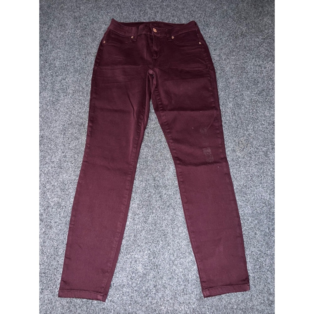 Maurices Womens Skinny Pants Burgundy Wine Size S-S Cotton Blend Stretch